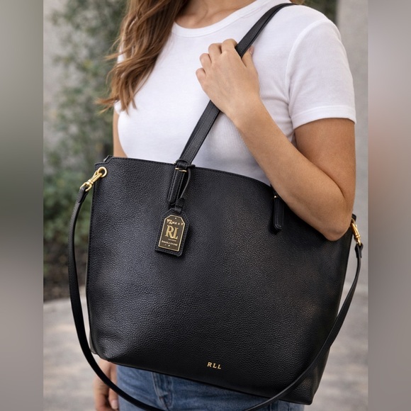 Lauren Ralph Lauren Handbags - Lauren Ralph Lauren Black Leather Tote Bag – Like New